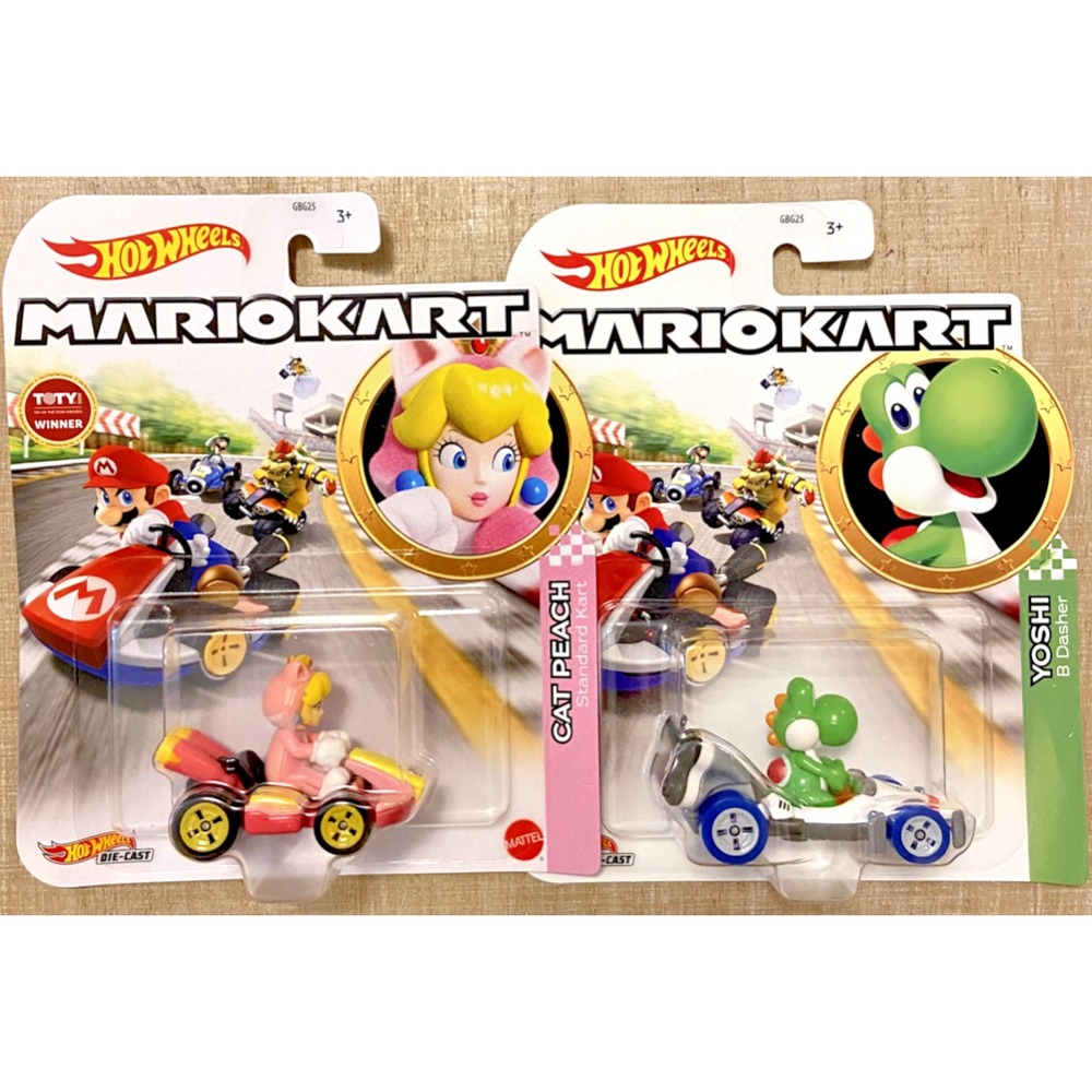 CAT PEACH & YOSHI Mario Kart Hot Wheels‎ Die-Cast Race Karts Cars